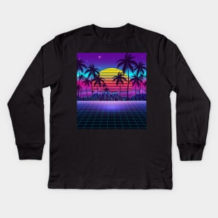 Radiant Sunset Synthwave Kids Long Sleeve T-Shirt